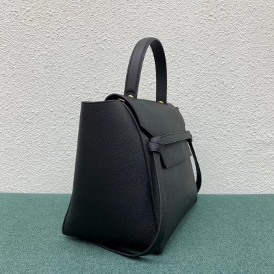 Celine Belt Mini Bag In Black Grained Calfskin CSBS8002