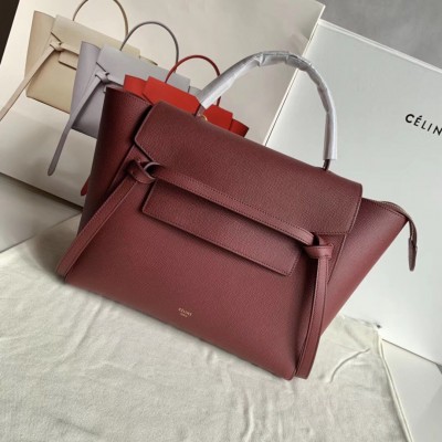 Celine Belt Mini Bag In Bordeaux Grained Calfskin CSBS8005