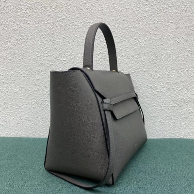 Celine Belt Mini Bag In Grey Grained Calfskin CSBS8010