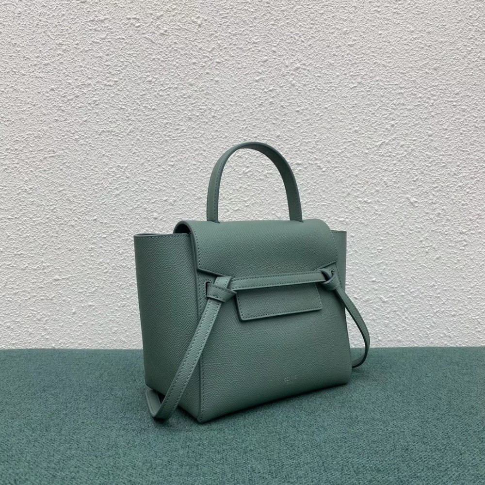 Celine Belt Nano Bag In Celadon Grained Calfskin