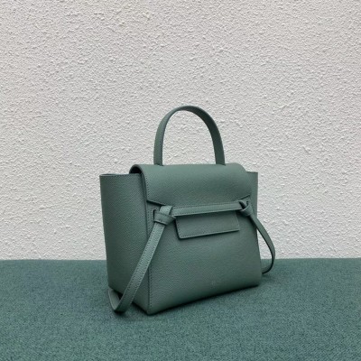 Celine Belt Nano Bag In Celadon Grained Calfskin CSBS8003