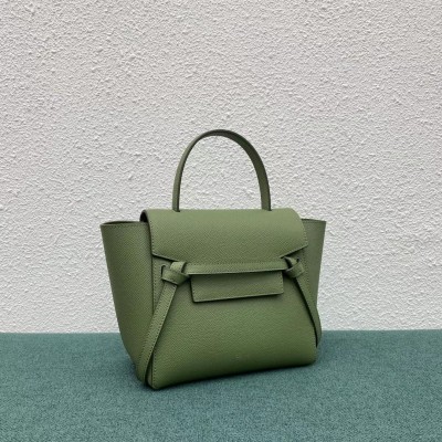 Celine Belt Nano Bag In Light Khaki Grained Calfskin CSBS8018