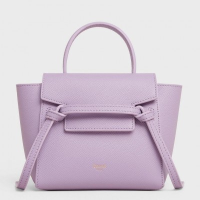 Celine Belt Nano Bag In Lilas Grained Calfskin CSBS8023