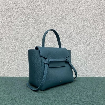 Celine Belt Nano Bag In Prussian Blue Grained Calfskin CSBS8040