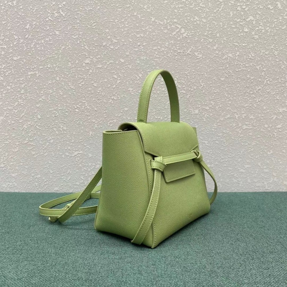 Celine Belt Nano Bag In Sage Grained Calfskin