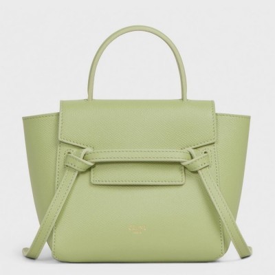 Celine Belt Nano Bag In Sage Grained Calfskin CSBS8048