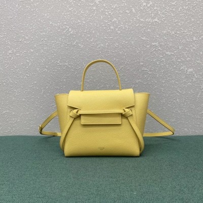 Celine Belt Nano Bag In Yellow Grained Calfskin CSBS8022