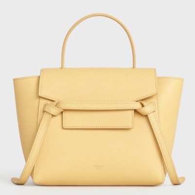 Celine Belt Nano Bag In Yellow Grained Calfskin CSBS8022