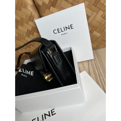 Celine Besace Clea Bag in Black Shiny Calfskin CSBS8031