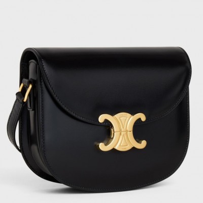 Celine Besace Clea Bag in Black Shiny Calfskin CSBS8031