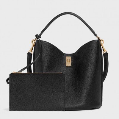 Celine Bucket 16 Bag In Black Grained Calfskin CSBS8007