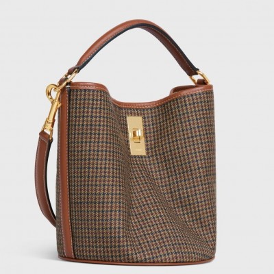 Celine Bucket 16 Bag In Tweed and Calfskin CSBS8035