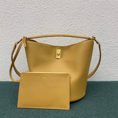 Celine Bucket 16 Bag In Yellow Soft Bare Calfskin CSBS8039