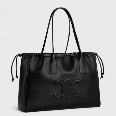 Celine Cabas Drawstring Cuir Triomphe Bag in Black Calfskin CSBS8043