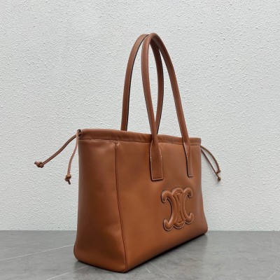 Celine Cabas Drawstring Cuir Triomphe Bag in Brown Calfskin CSBS8047