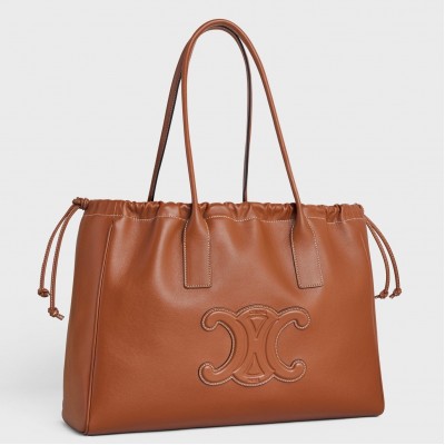 Celine Cabas Drawstring Cuir Triomphe Bag in Brown Calfskin CSBS8047