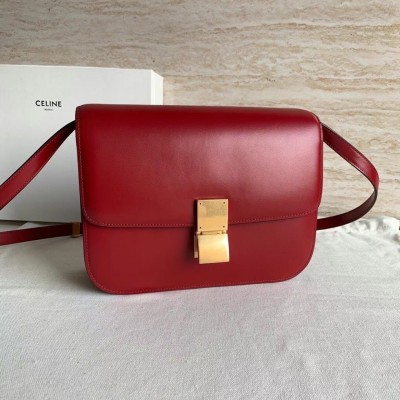 Celine Classic Box Medium Bag In Red Box Calfskin CSBS8049