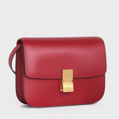 Celine Classic Box Medium Bag In Red Box Calfskin CSBS8049