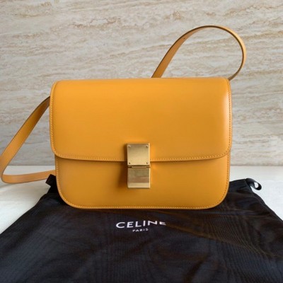 Celine Classic Box Medium Bag In Yellow Box Calfskin CSBS8050