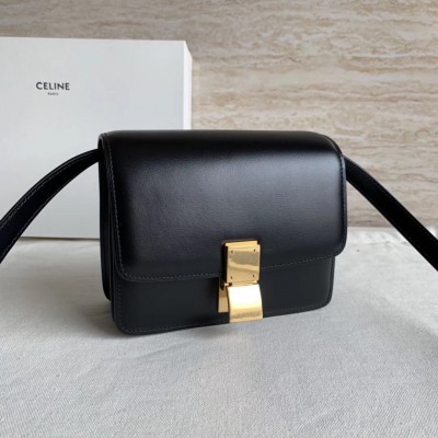 Celine Classic Box Small Bag In Black Box Calfskin CSBS8055