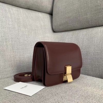 Celine Classic Box Small Bag In Bordeaux Box Calfskin CSBS8060