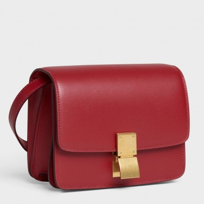 Celine Classic Box Small Bag In Red Box Calfskin CSBS8072