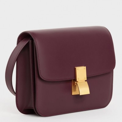 Celine Classic Box Teen Bag In Burgundy Box Calfskin CSBS8087