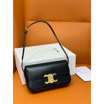 Celine Claude Shoulder Bag in Black Calfskin CSBS8056