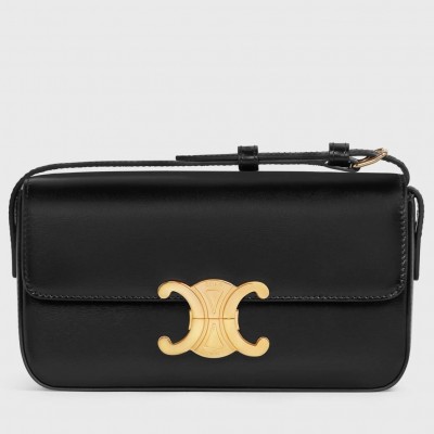 Celine Claude Shoulder Bag in Black Calfskin CSBS8056