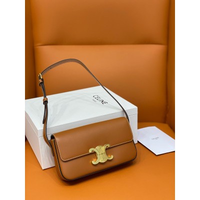 Celine Claude Shoulder Bag in Brown Calfskin CSBS8065