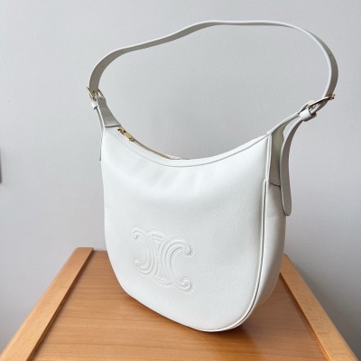 Celine Heloise Cuir Triomphe Bag in White Calfskin CSBS8054