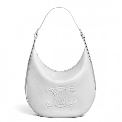 Celine Heloise Cuir Triomphe Bag in White Calfskin CSBS8054