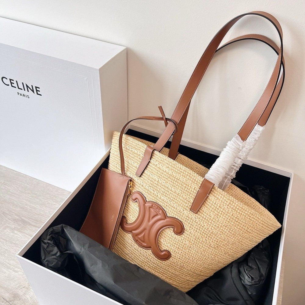 Celine Medium Classic Panier Bag in Raffia