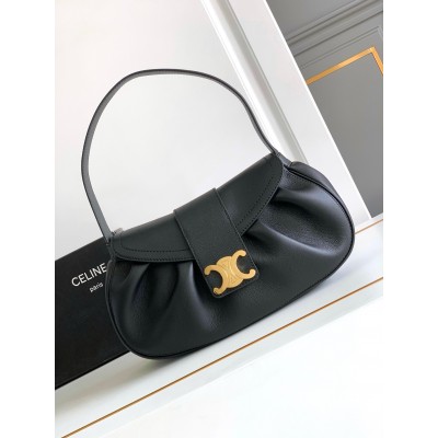 Celine Medium Polly Shoulder Bag in Black Calfskin CSBS8097