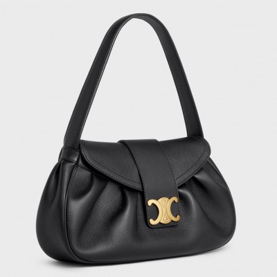 Celine Medium Polly Shoulder Bag in Black Calfskin CSBS8097