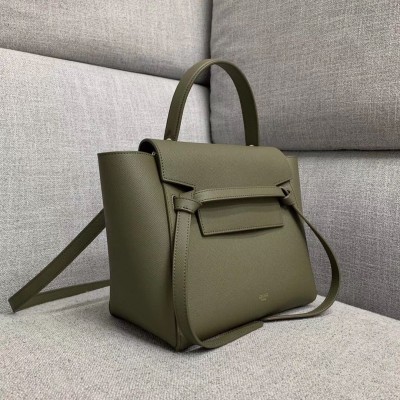 Celine Micro Belt Bag In Army Green Grained Calfskin CSBS8080