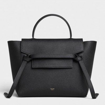 Celine Micro Belt Bag In Black Grained Calfskin CSBS8084