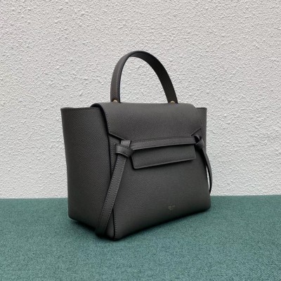 Celine Micro Belt Bag In Grey Grained Calfskin CSBS8098