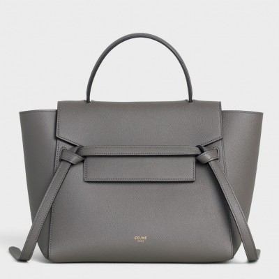 Celine Micro Belt Bag In Grey Grained Calfskin CSBS8098