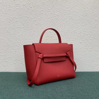 Celine Micro Belt Bag In Red Grained Calfskin CSBS8081