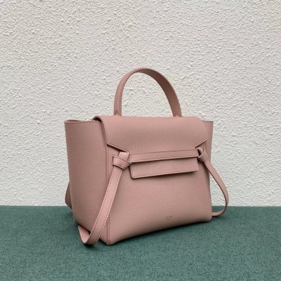 Celine Micro Belt Bag In Vintage Pink Grained Calfskin CSBS8089