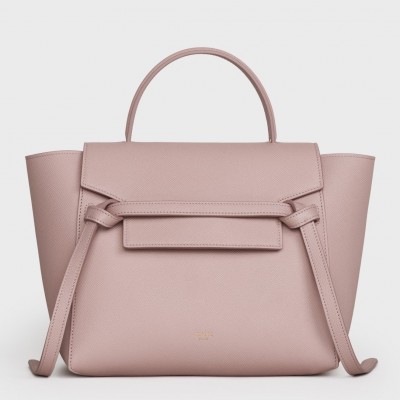 Celine Micro Belt Bag In Vintage Pink Grained Calfskin CSBS8089