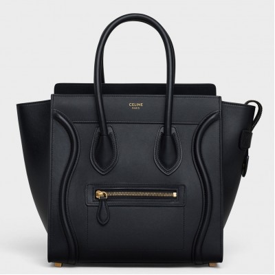 Celine Micro Luggage Tote Bag In Black Smooth Calfskin CSBS8101