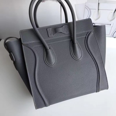 Celine Micro Luggage Tote Bag In Kohl Drummed Calfskin CSBS8110