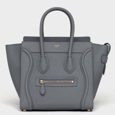 Celine Micro Luggage Tote Bag In Kohl Drummed Calfskin CSBS8110