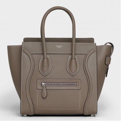 Celine Micro Luggage Tote Bag In Souris Drummed Calfskin CSBS8131