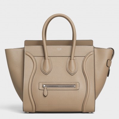 Celine Mini Luggage Tote Bag In Dune Drummed Calfskin CSBS8120