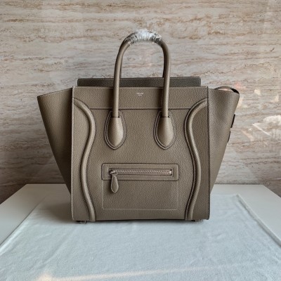 Celine Mini Luggage Tote Bag In Souris Drummed Calfskin CSBS8124