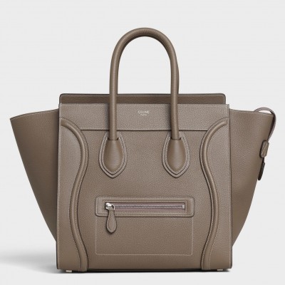 Celine Mini Luggage Tote Bag In Souris Drummed Calfskin CSBS8124