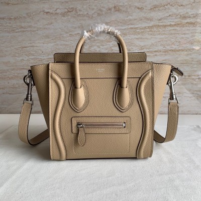 Celine Nano Luggage Tote Bag In Dune Drummed Calfskin CSBS8139